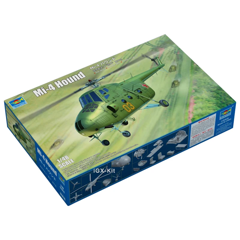 Trumpeter 05816 1/48 Soviet Mil Mi-4 Mi4 Hound D Military Helicopter Handcraft Gift Plastic Toy Assembly Model Building Kit