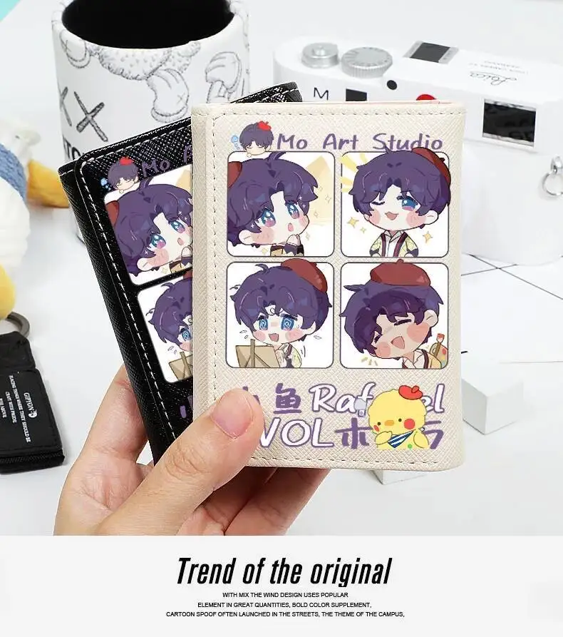 

Love And Deepspace Rafayel Student Triple Fold Girl ID Bag Card Holder Coin Purse Ladies Wallets Cartoon Bags