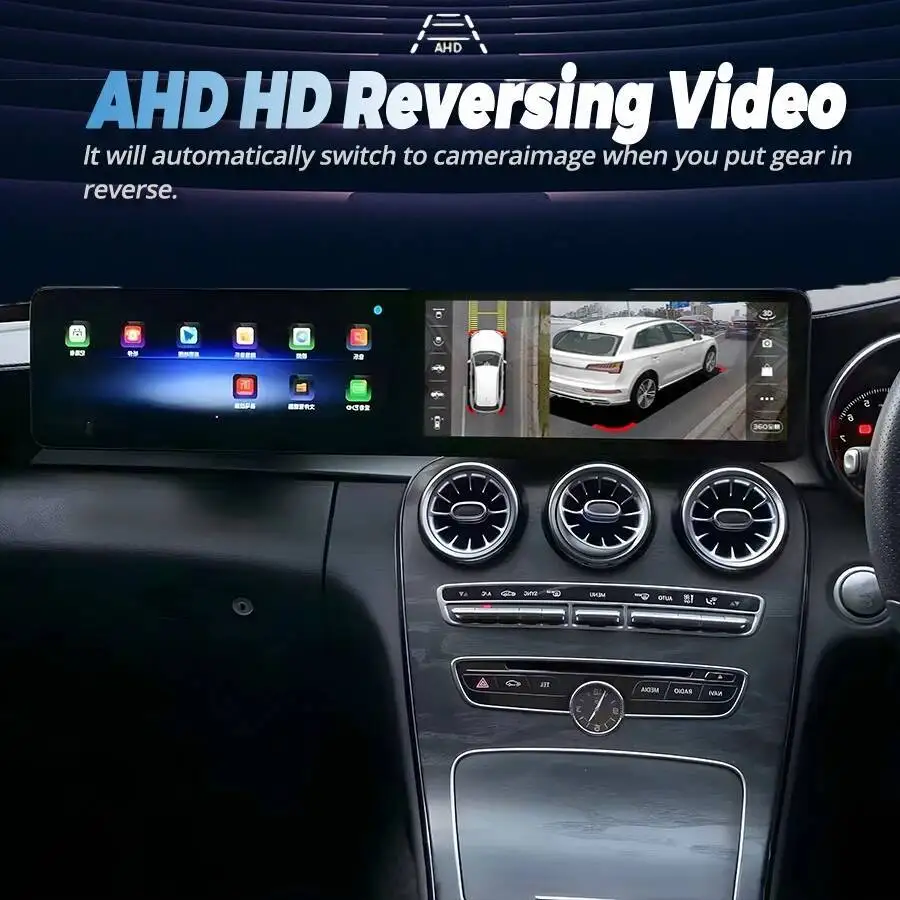 القيادة باليد اليمنى لمرسيدس بنز C الفئة W205 Glc X253 C180 C200 C220 C300 C350 2016-2022 شاشة مزدوجة أندرويد Carplay GPS