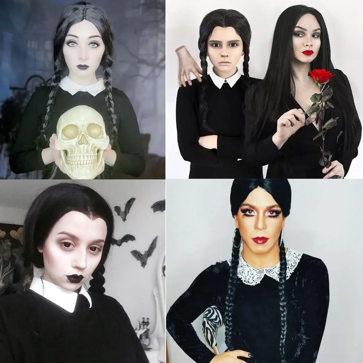 Czarna pleciona peruka Część środkowa Długa prosta czarna peruka z dwiema warkoczami Damska czarna rodzinna peruka do kostiumu cosplay