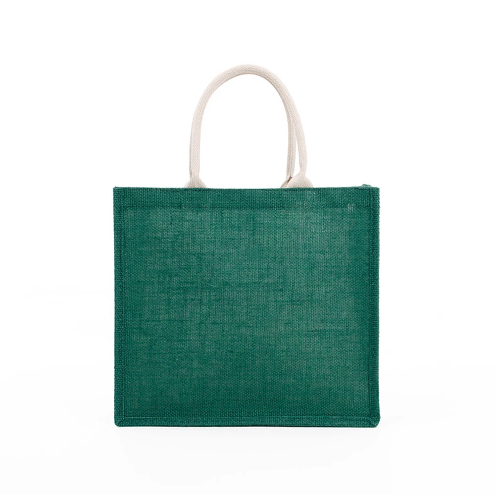 Green Burlap Tote Bag Reusable Shopping Bag Large Capacity Handbags Grocery Eco-friendly Female Tote Cloth Shopper Bag Purse