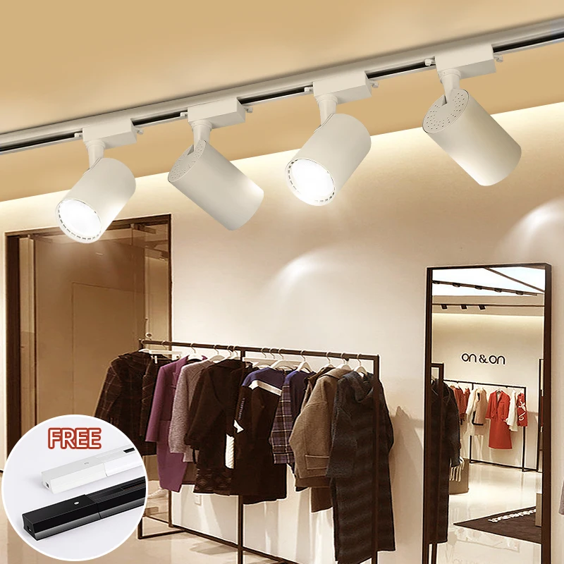 Led Track Light COB 220V Full Set Led Spot Track Lighting Rail Lamp for Living Room Clothing Store Bedroom Track Ceiling Lamp