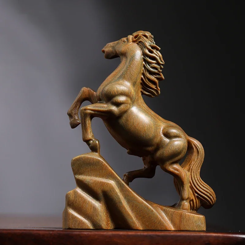 natural-solid-wood-wood-statue-horse-to-success-green-sandalwood-zodiac-horse-office-home-decoration-wood-sculpture-decoration