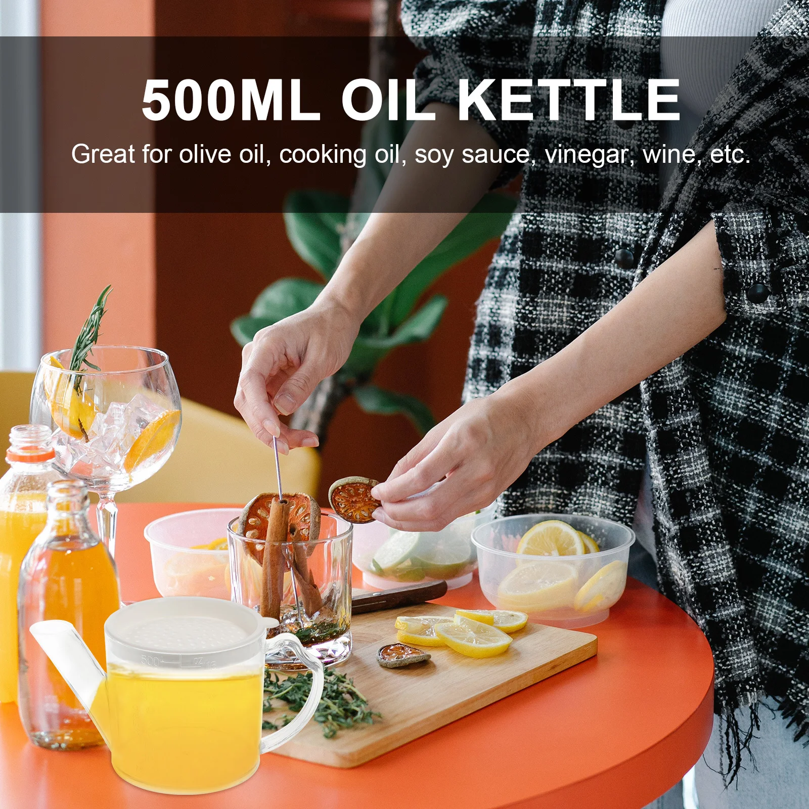 

1Pcs Oil Vinegar Bottle Kitchen Gadget Heatresistant Explosionproof PP Material Scale Design Healthy Diet