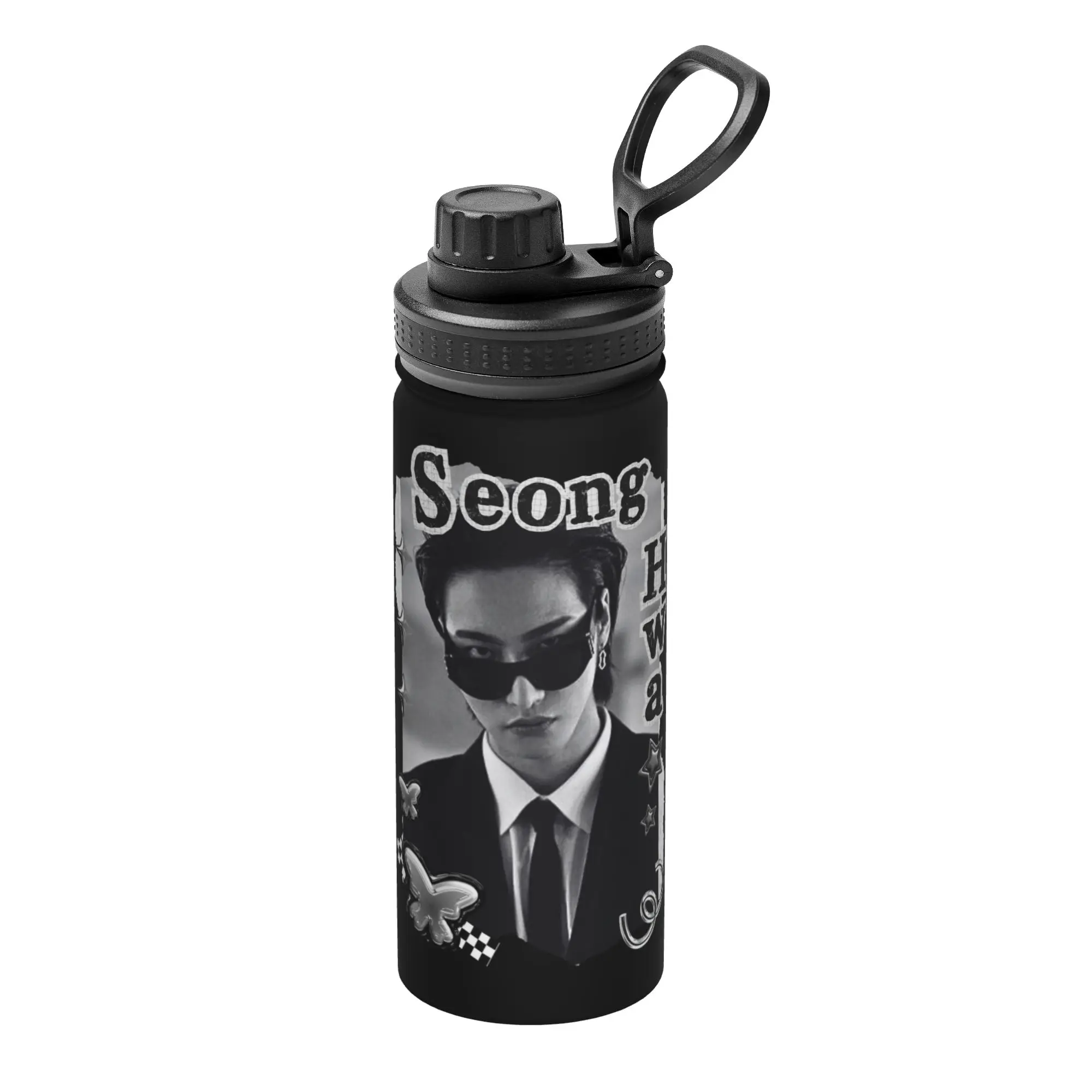 Kpop Boy Group A-Ateez Seonghwa 18OZ Sports Insulated Kettle  Thermal Cup Stainless Steel Double Wall Mug Hot Cold Drink