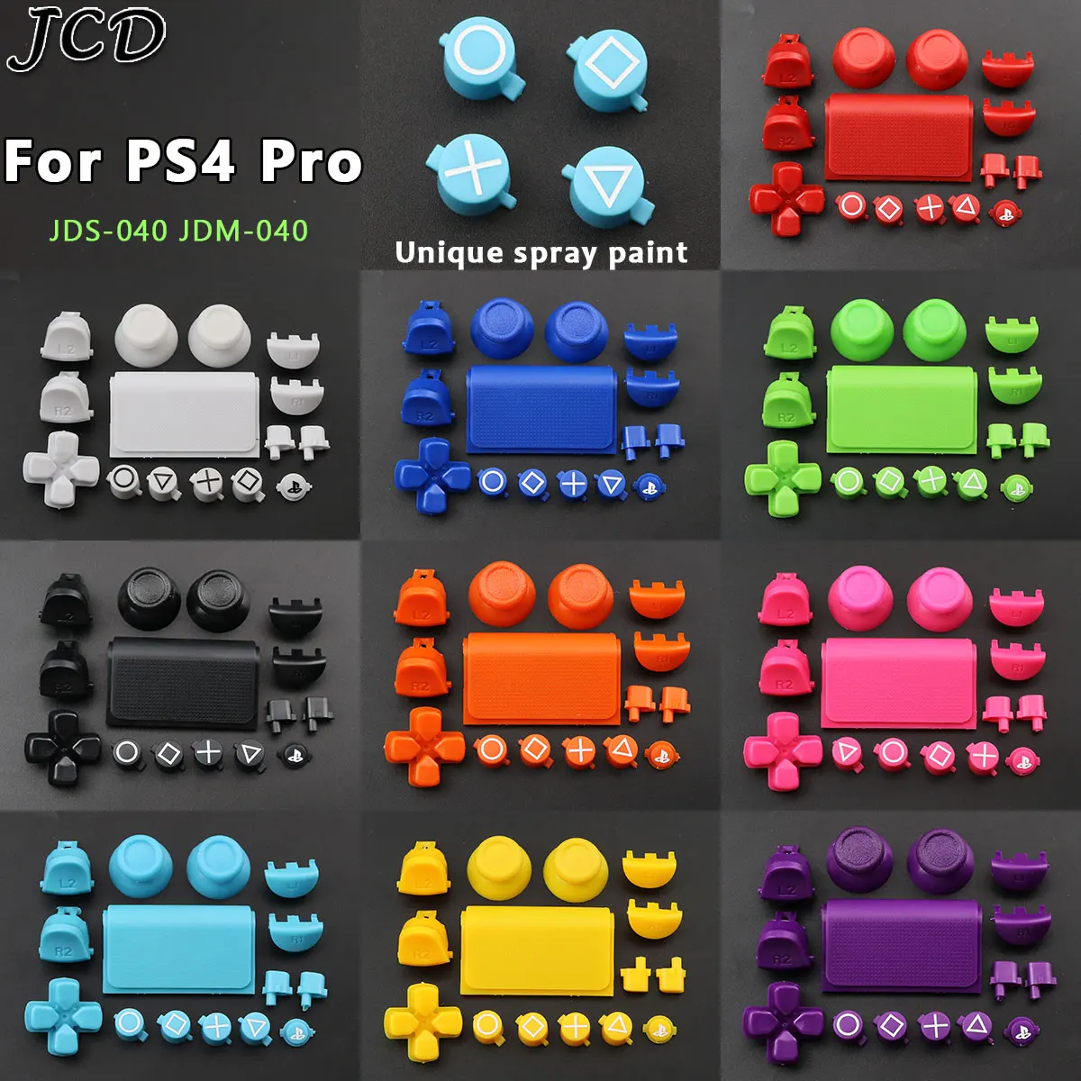 JCD Full Set Joysticks Dpad Button R1 L1 R2 L2 Direction Key ABXY Buttons jds-040 For PS4 Pro Slim Controller components