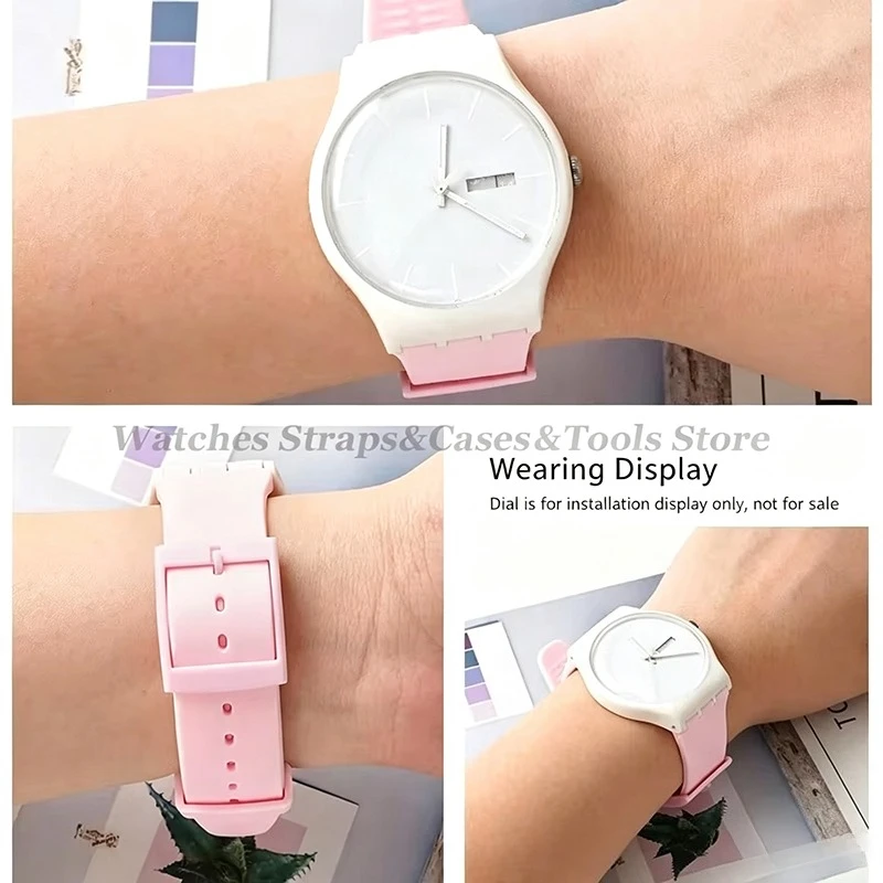 16mm 17mm 19mm 20mm Weiches Silikonarmband für Swatch, Buntes Uhrenarmband, Ersatz-Uhrenzubehör mit Werkzeugen – Detail 7