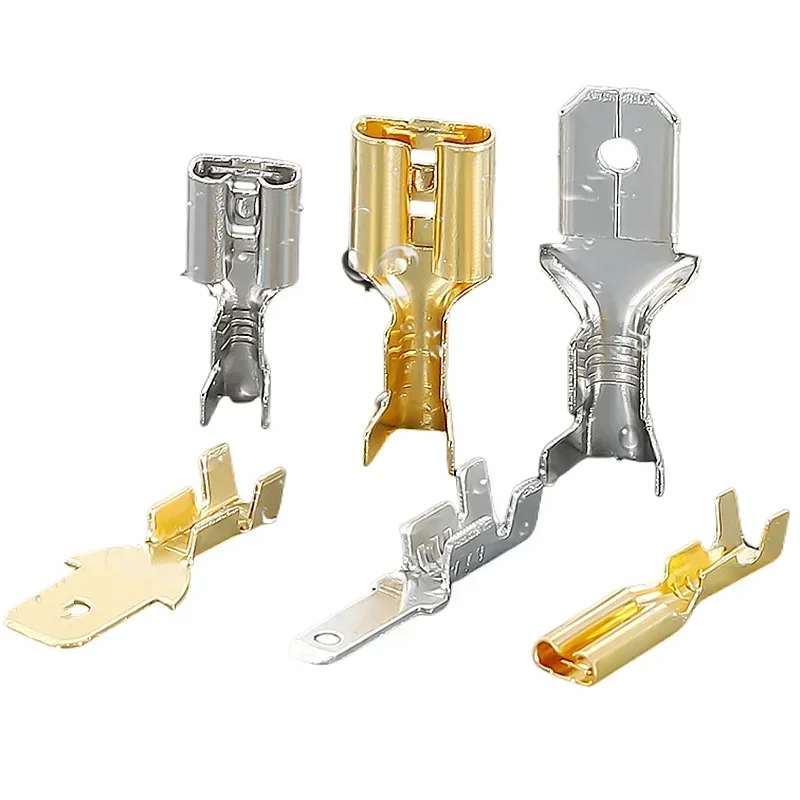 180pcs Box-Packed,Gold/Silver Crimp Terminal,Male and Female Docking 2.8/4.8/6.3mm,Wire Connector,Electrical Terminals