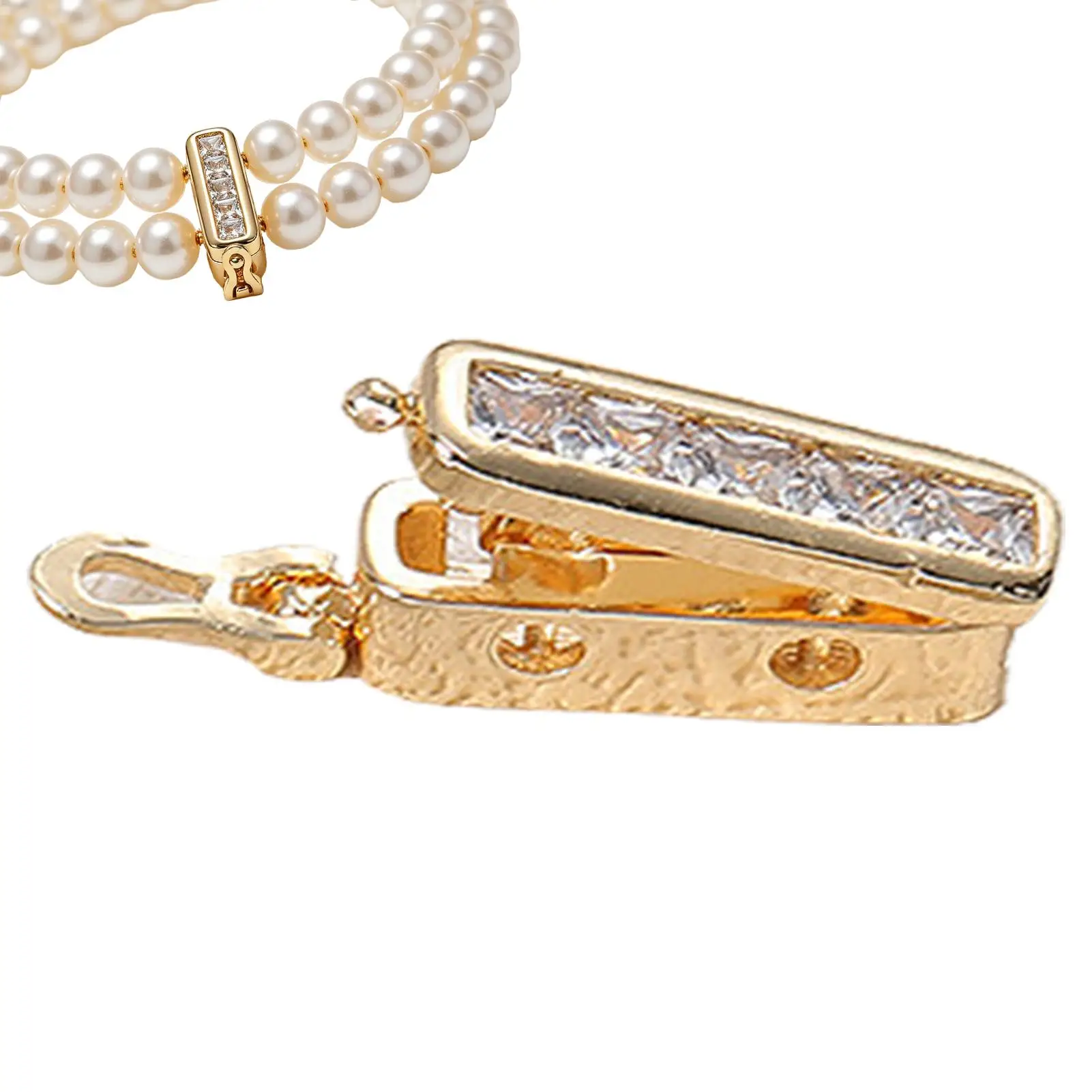 Rhinestone Necklace Shortener Clip Double Row Copper Jewelry Adjuster Necklace Bracelet Anklet Adjuster for Women Jewelry Access