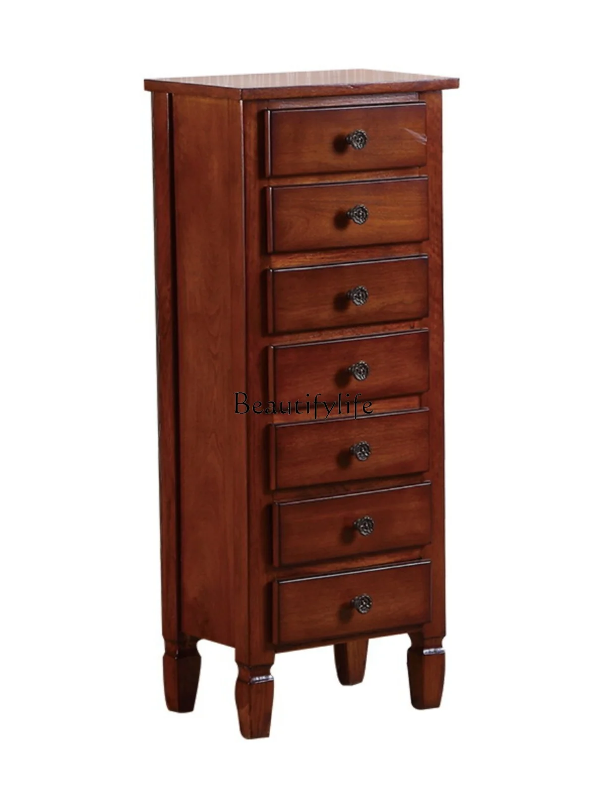 

American Country Simple Chest of Drawer Small Apartment Corner Slot Cabinet All Solid Wood