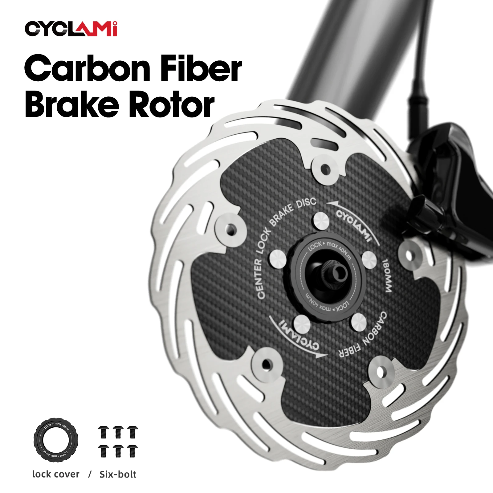 Image of CYCLAMI Carbon-Bremsscheibe Schwimmender Rotor 140/160mm Leichtgewichtig Hochfest Centerlock 6 Schrauben für MTB Rennrad Radfahren