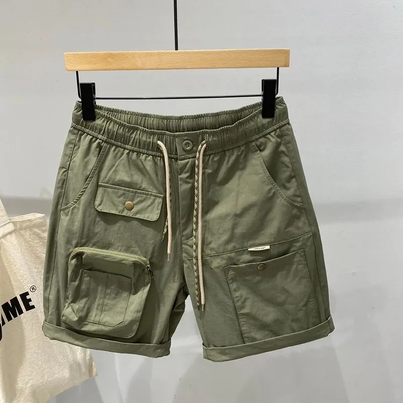 Casual Shorts Summer Fashion Tide Personality Pocket Cargo Pants Mid-length Baggy Pants Men\'s All-match Beach Pants Short Homme