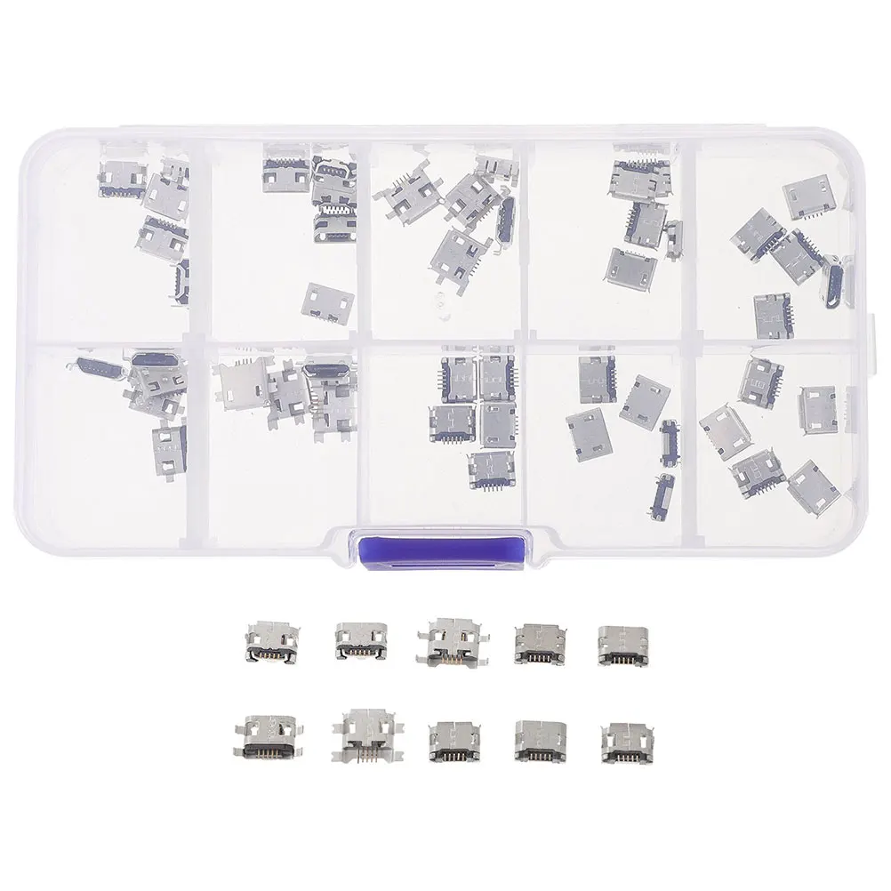 

100pcs Micro USB Female Socket Connector Full Copper 5Pin Charging Port Wide Compatibility Durable Construction Easy