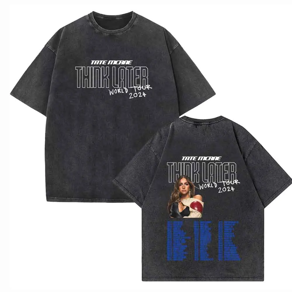 Tate Mcrae Think Later World Tour 2024 Shirts Vintage Harajuku Summer  Unisex O-Neck Short Regular  Sleeve Cotton T-Shirts