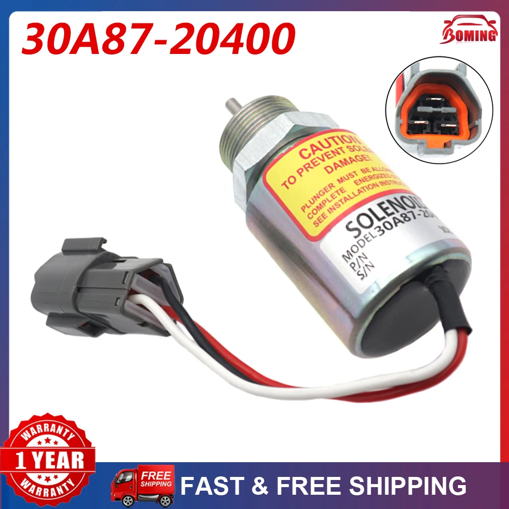 12V New Car Fuel Shut Off Solenoid For Mitsubishi L2E L3E S3L S4L Engine Volvo EC15 Stop Solenoid 30A87-20400 30A87-20404