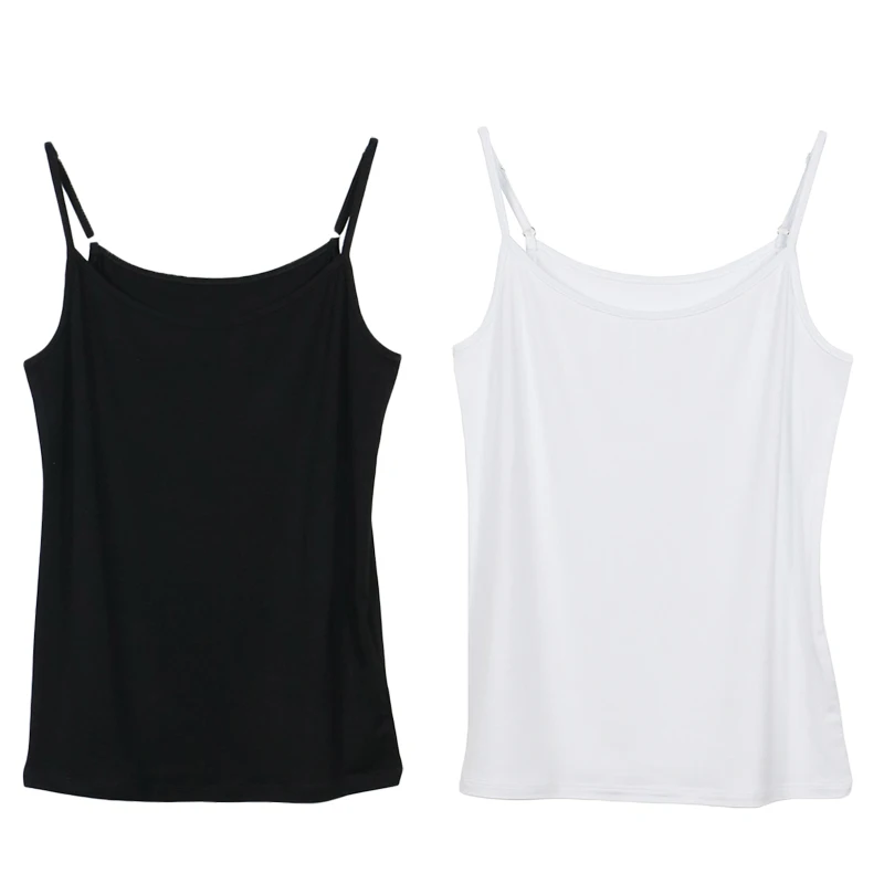 2pcs Women Simple Camisoles Girl Sexy Strap Cotton Sleeveless Thin Camisole Vest Solid Top All-match Base Vest Tops for Female