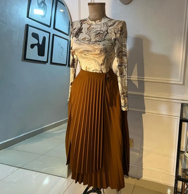 

Summer Fashion New Style High Waisted Slimming Lace Up Irregular Mid Length A-Line Skirt Temperament Commuter Casual Dress