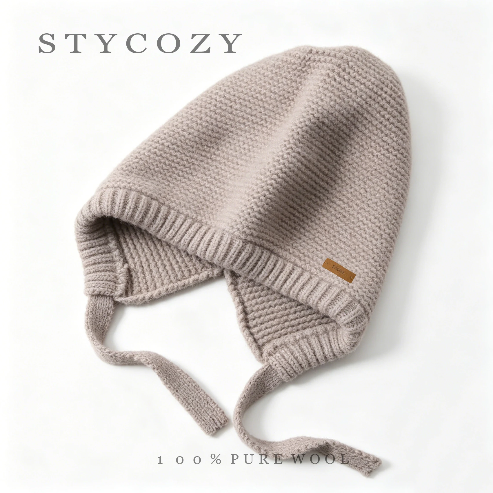 100% Pure Wool Warm And Thick Knitted Hat For Men And Women, With Straps, Open Back, Ear Protection, And Covering The Head