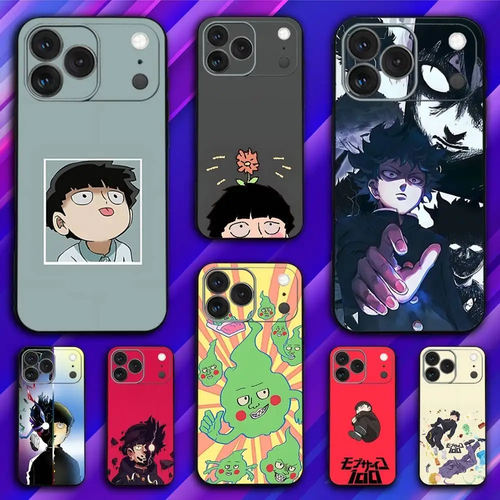 

M-Mob Anime Psycho 100 Phone Case For iPhone 17,16,15,14,13,12,11,Pro,Max,Plus,X,XS,SE4,E,Mini,Soft Black Case