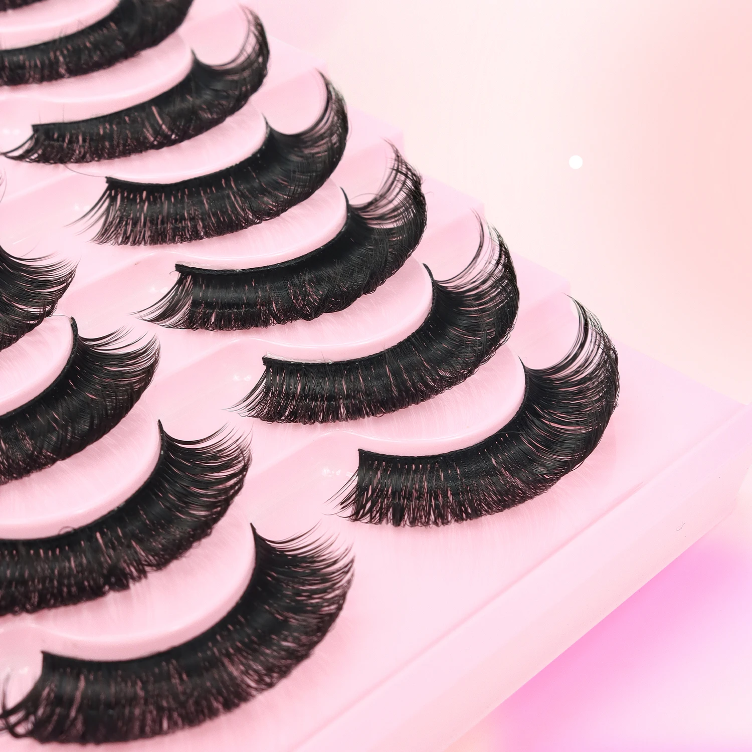 10 Pairs  False Eyelashes Russian Strip Lashes Volume Fake Eyelashes Extension D-Curly Wispy Handmade Soft Reusable