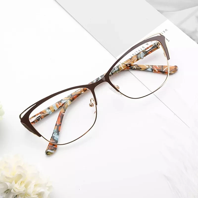 KANSEPT 2022 Women Reading Glasses Frame Fashion Cat Eye Vintage Metal Transparent Computer Presbyopia Eyeglasses Optical