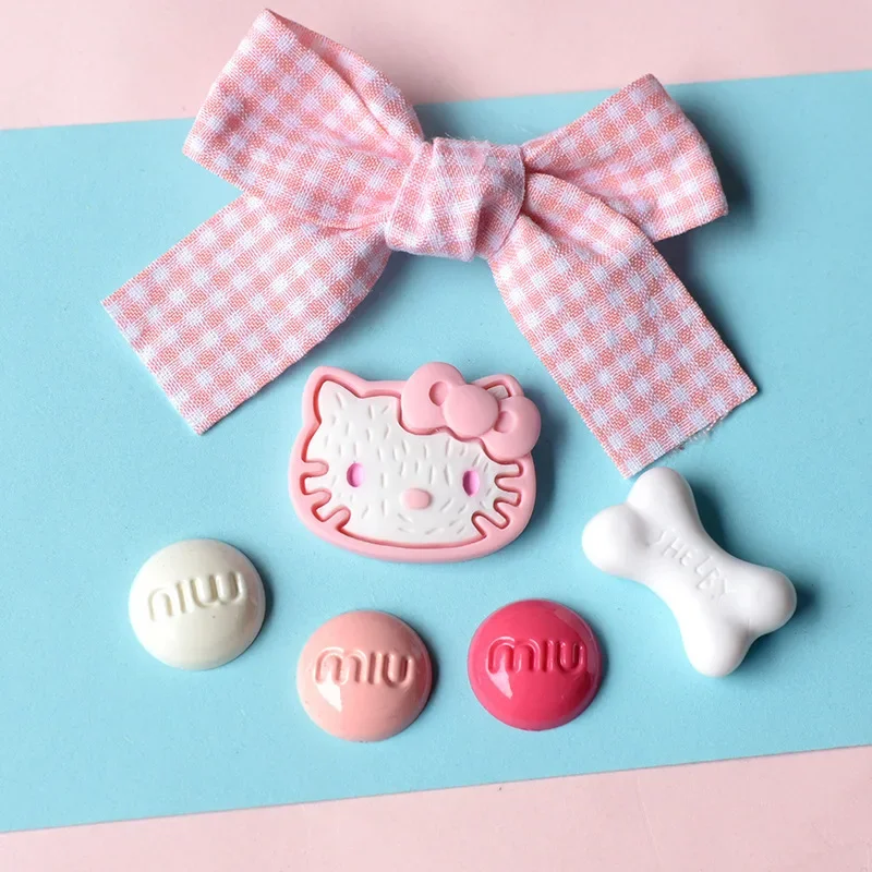 5pcs cute hello kitty cartoon resin flatback diy kawaii resin accessories crafts materials scrapbooking embellishment