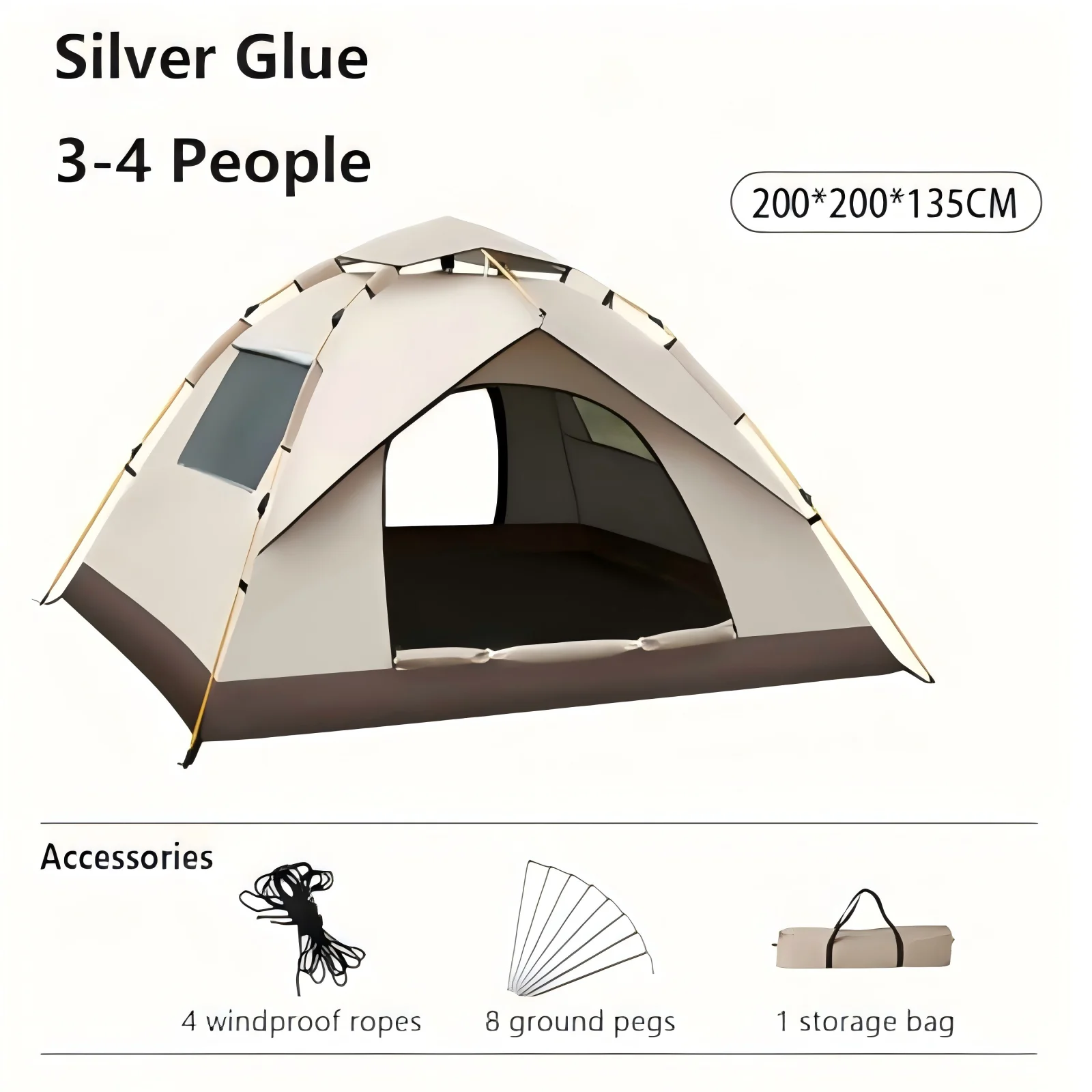 Carpa de Camping Plegable de Fácil Montaje Automático – Portátil, Impermeable y Resistente al Sol para Senderismo y Excursionismo al Aire Libre con Bolsa de Transporte