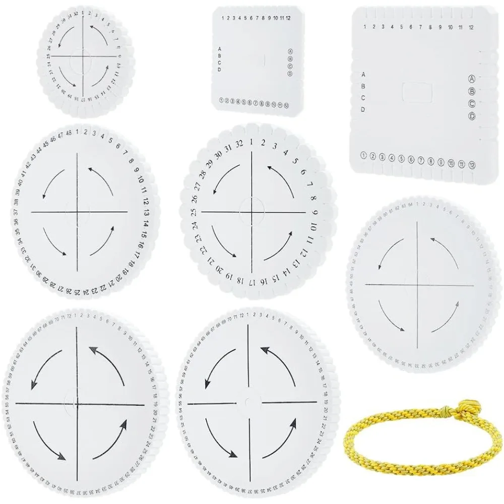 8 Style Kumihimo Braiding Board, Foam Bracelet Braided Beading Cord Round Square Weaving Loom Disk for DIY Bracelet Jewelry