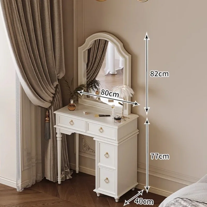

#L Nordic White Dressing Table Storage Locker With Dressing Mirror Modern Luxury Makeup Table High-end Mesa Maquillaje Furniture