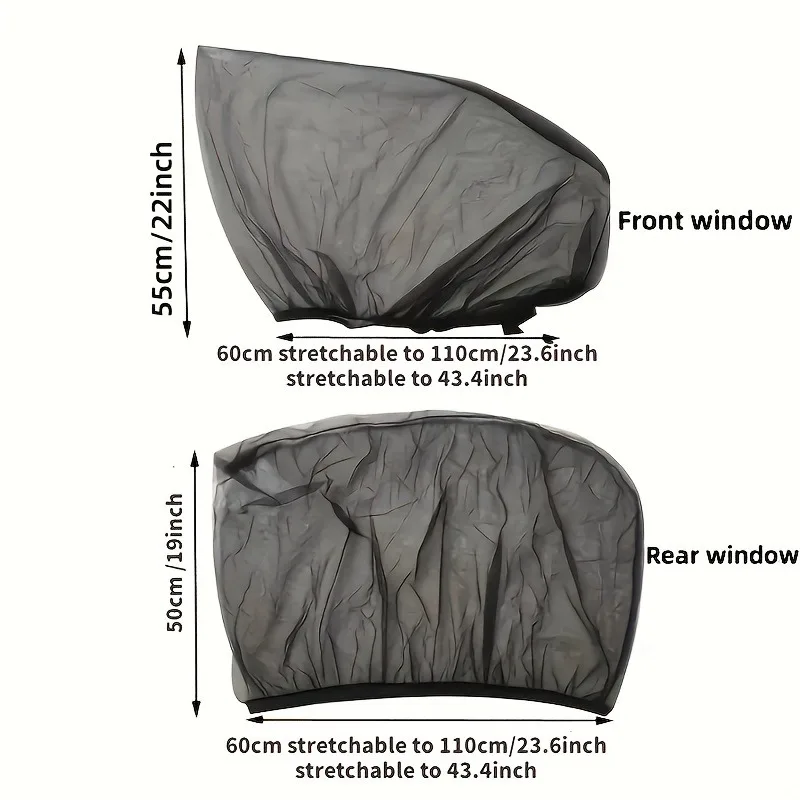 4-PCS Car Window Shades & Mosquito Net Curtains, Foldable Privacy & UV Insect Screen for Cars, Trucks, SUVs