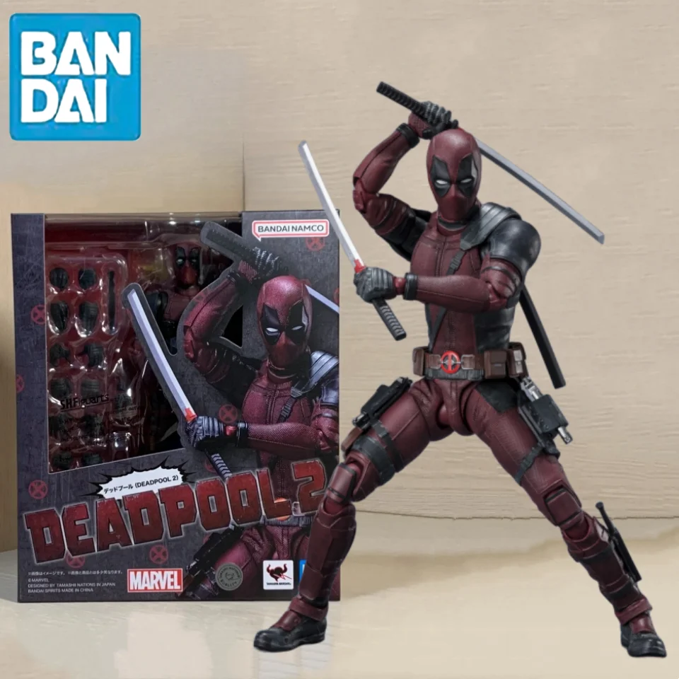 

Originale Bandai Marvel Comics Figures X-Men Shf Deadpool 2 Action Movable Model Pvc Figure Once Upon Deadpool Collection Gift