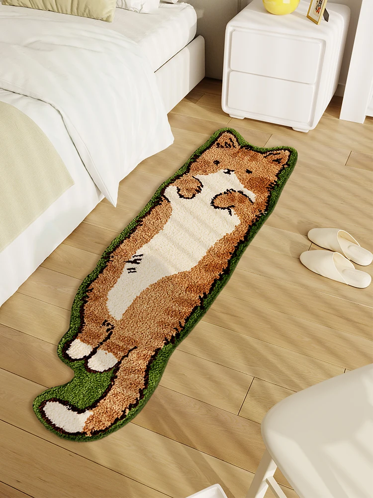 Cute ins wind cat special-shaped plush bedroom carpet living room sofa blanket children's blanket room non-slip bedside blanket