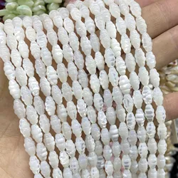 5X9MM Faceted Natural Rice Shaped White Mother Of Pearl Mop Shell Loose Beads For Jewelry Making DIY Ear Studs Accessories 15''
