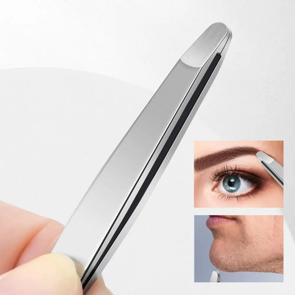 Stainless Steel Eyebrow Tweezers Rounded Head Hair Removal Brow &Facial Hair Remover Safety Forceps Eyelashes Makeup Beauty Tool