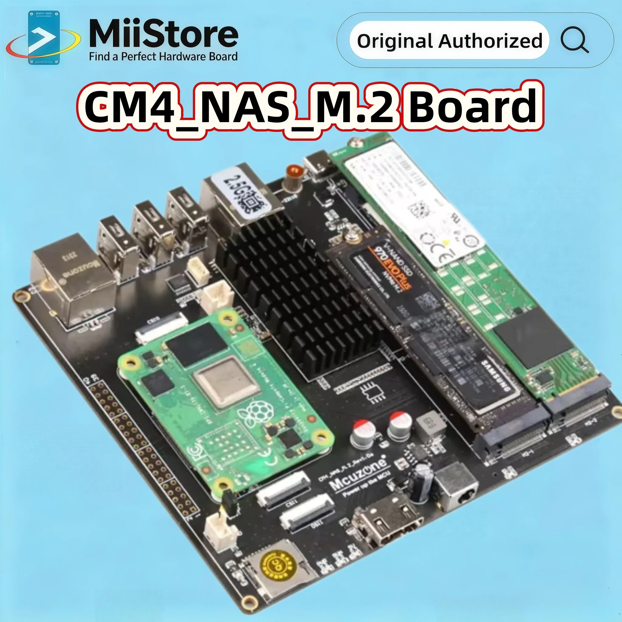 Raspberry Pi CM4_NAS_M.2 Board, 3* NVME SSD, M.2 Support 22110 2280 2242, 2.5Gbps ETH and GIGA Ethernet, OpenMediaVault, 4*PCIE