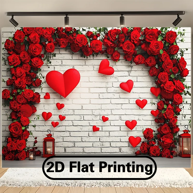 

VIKAMA Valentine's Day Tapestry Red Rose Love Wedding Background Wall Valentine's Day Party Decoration Romantic Atmosphere