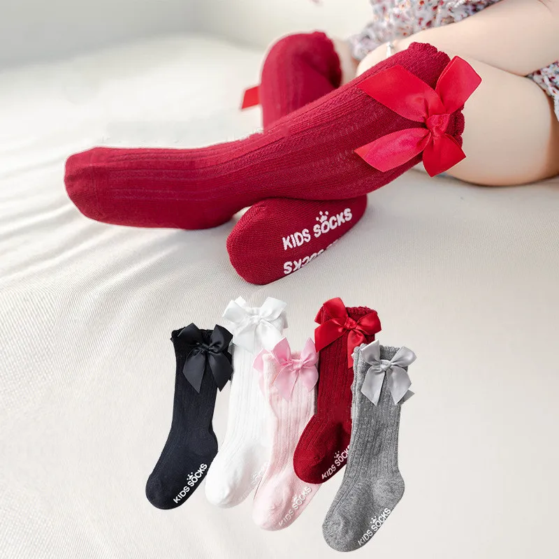 White Mesh Baby Socks with Bows: Non-Slip Comfort for Newbor