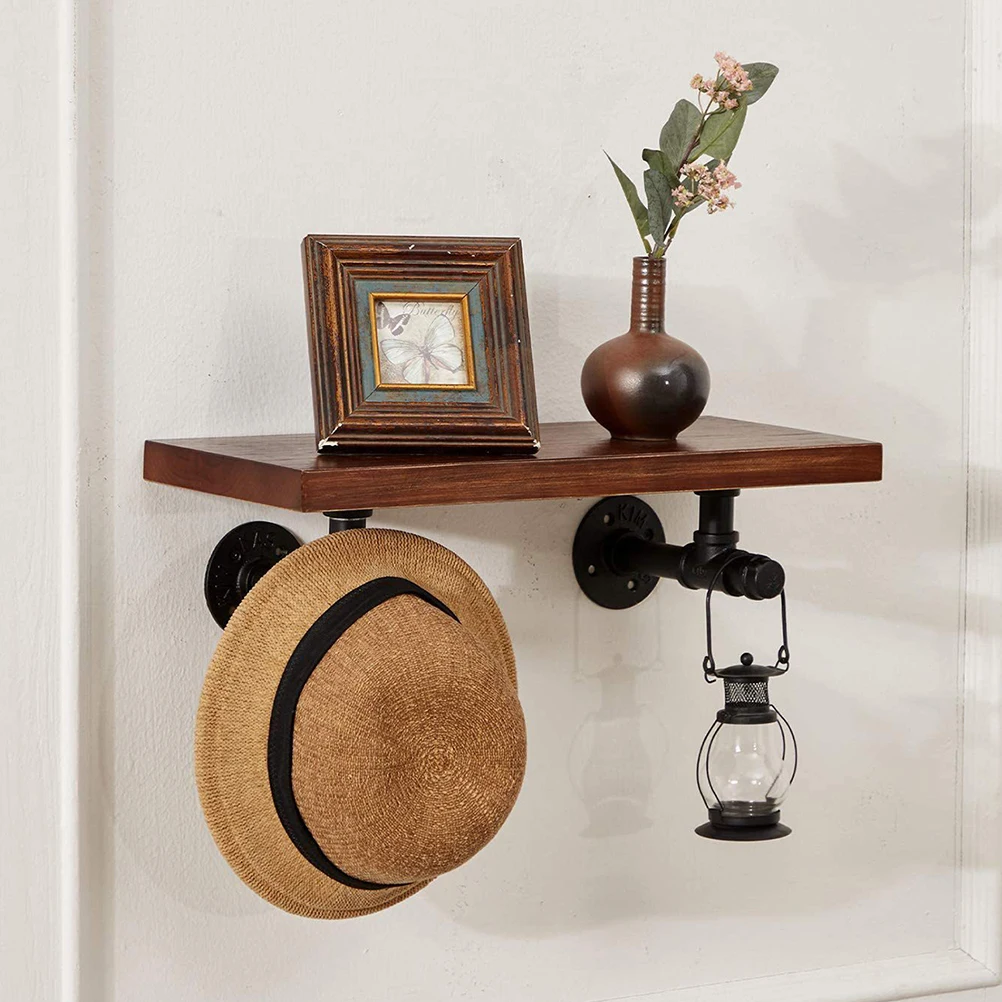 

2Pcs Industrial Pipe Shelf Brackets Iron Wall-Mounted Shelf Supports for Rustic Farmhouse Style Storage in Kitchen Bathroom