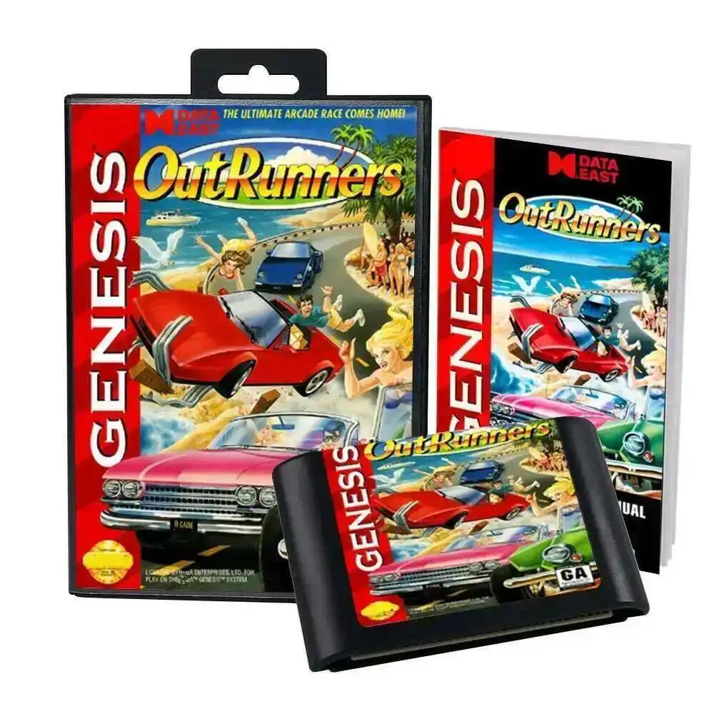 HOT Out Runners with Box and Manual for 16 Bit Sega MD Game Cartridge Megadrive Genesis System