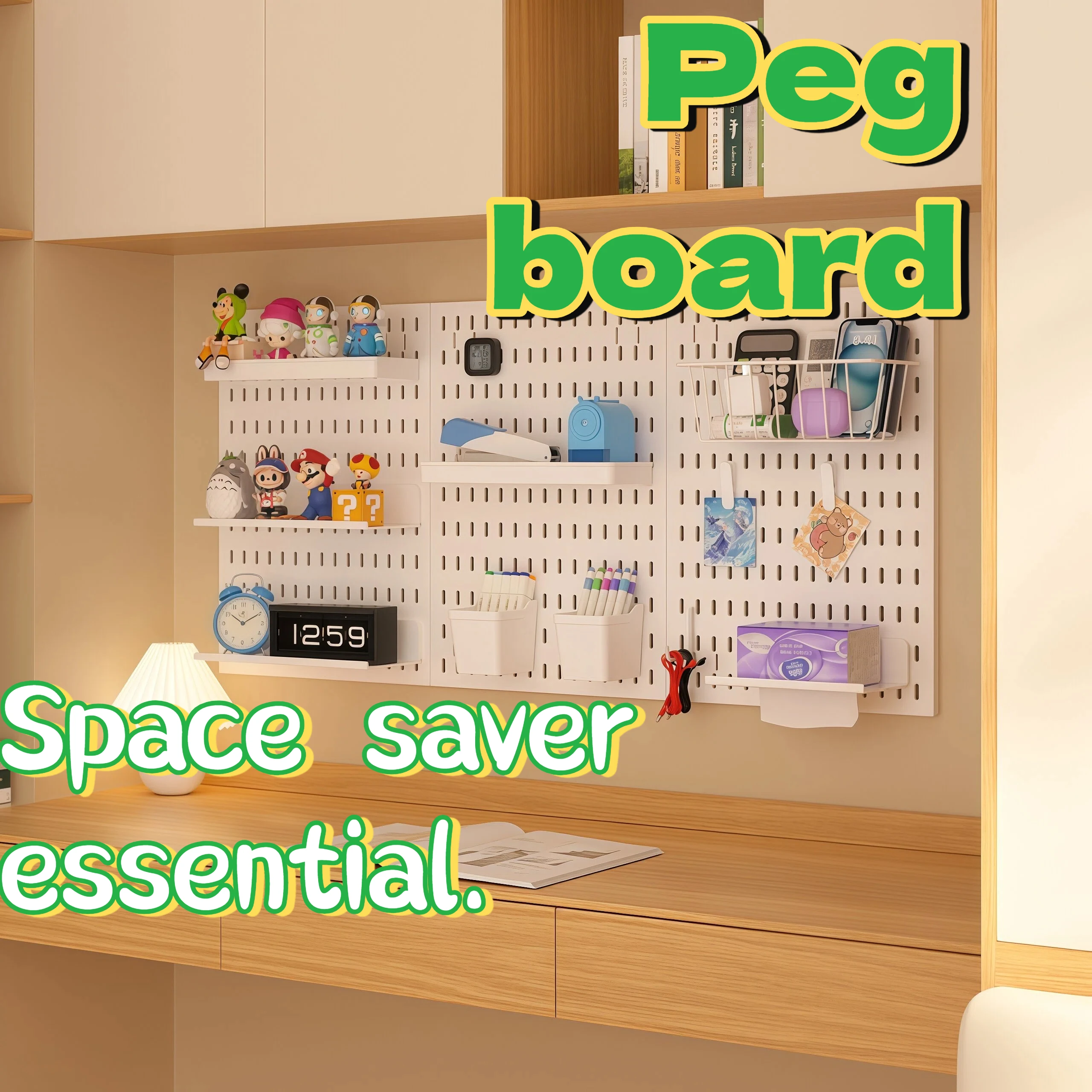 No Drill Pegboard Wall Shelf Gaming Room Controller Headphone Figurine Keyboard Storage Hooks Organizer