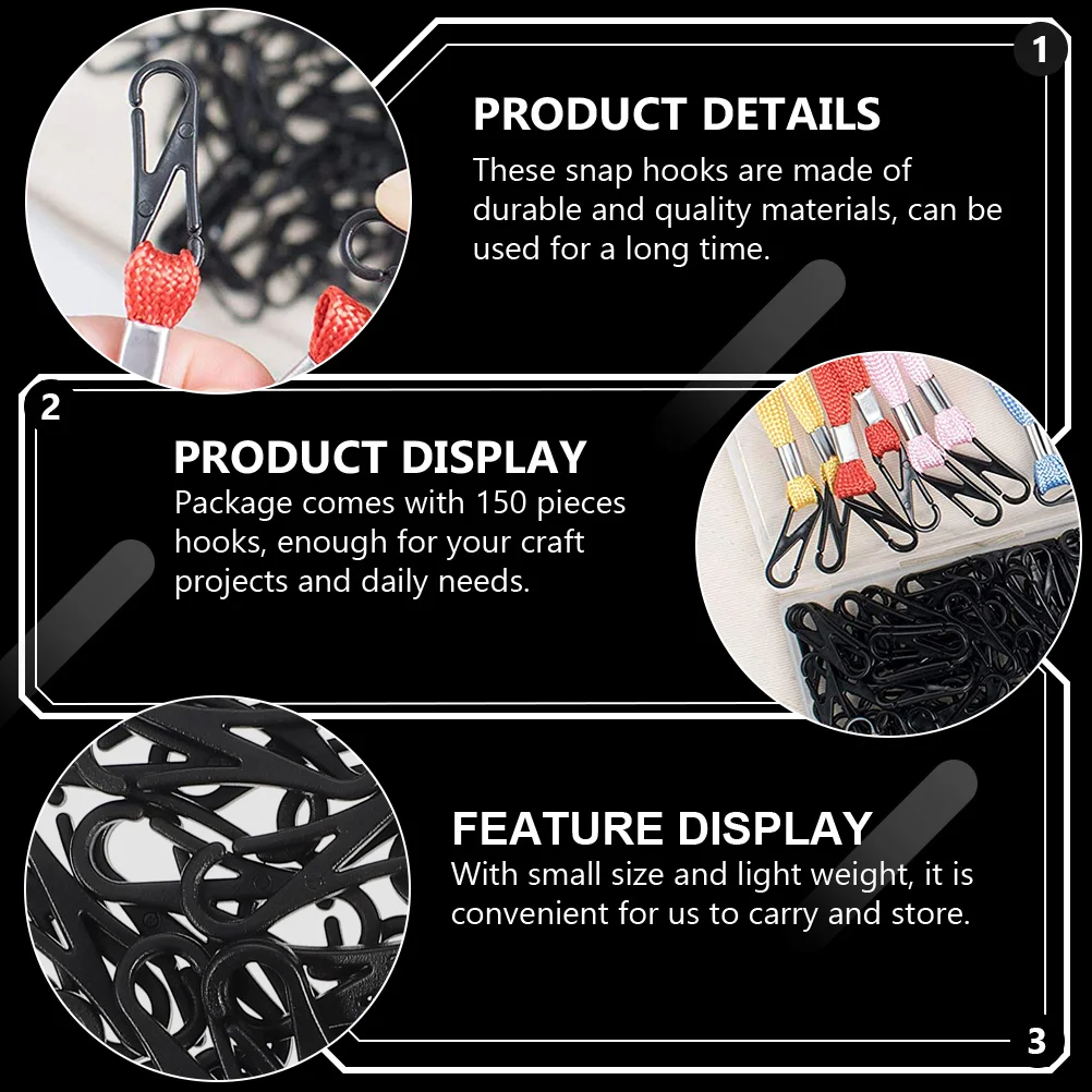 

150pcs Anti-Wind Rope Hook Plastic Snap Hooks For Diy Lanyards Keychains Zipper Pulls Hanging Buckle Clips Lightweight Lobster