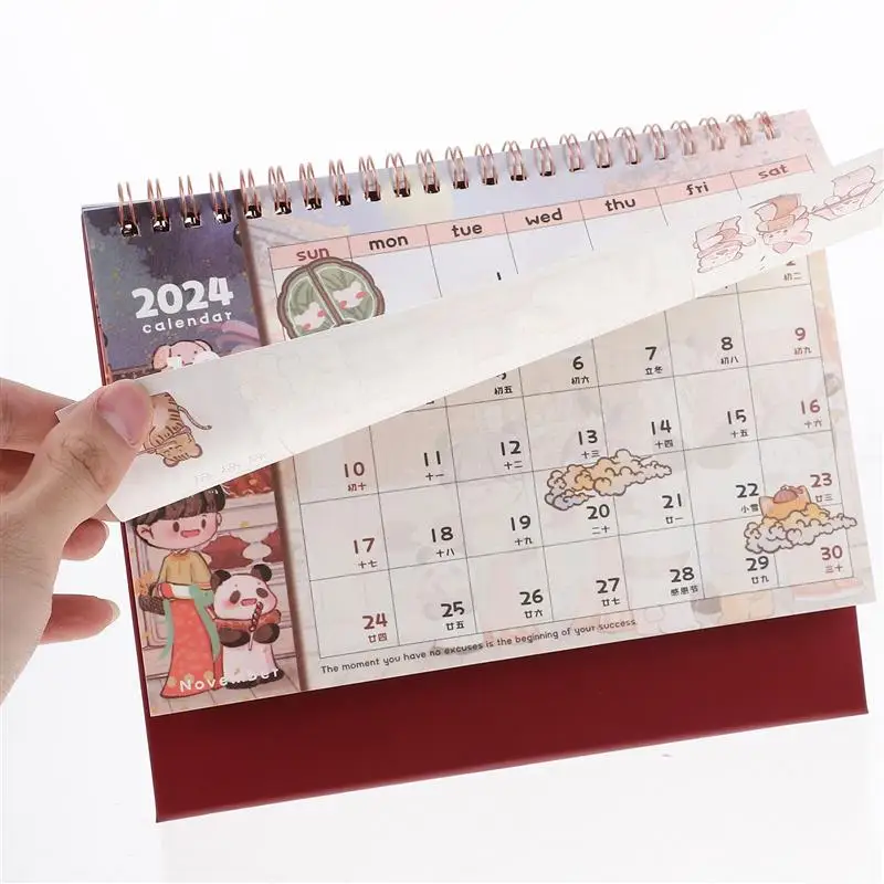 Desk Calendar 2024 Plan Schedule Planning Decor Calendars Students Month Table Decor Portable Delicate Office Daily Use Decore