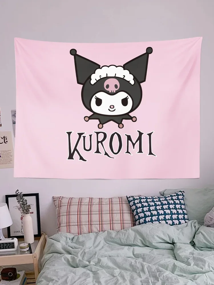 Cute Sanrio Kulomi wall decoration macrame wall hanging Cartoon Hanging Cloth Bedroom Dormitory Bedhead Wall Background Tapestry