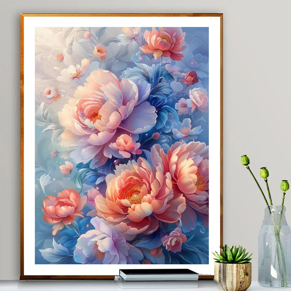 5D DIY Diamond Painting Peony Flower Mosaic Full Square Round Drill Rhinestones Diamond Embroidery Home Decor Cross Stitch Kits