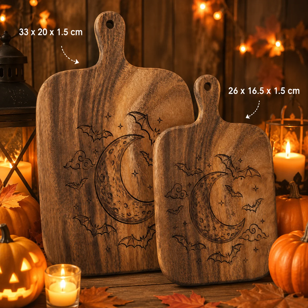 2Pcs/1Pc Halloween Wooden Carved Cutting Board Artistic Carved Steak Board Tabletop Decorative Cutting Board Stylish Long Handle, Made of Solid Wood, Used for Cutting Meat, Cheese, Bread, Vegetables, and Fruits - Deli Board, Cheese Serving Board, Perfect for Food Slicing and Presentation, Portable Camping Cutting Board, a Must-Have for Modern Home and Country Kitchens Mother's Day Gifts, Wedding Season Kitchen Supplies
