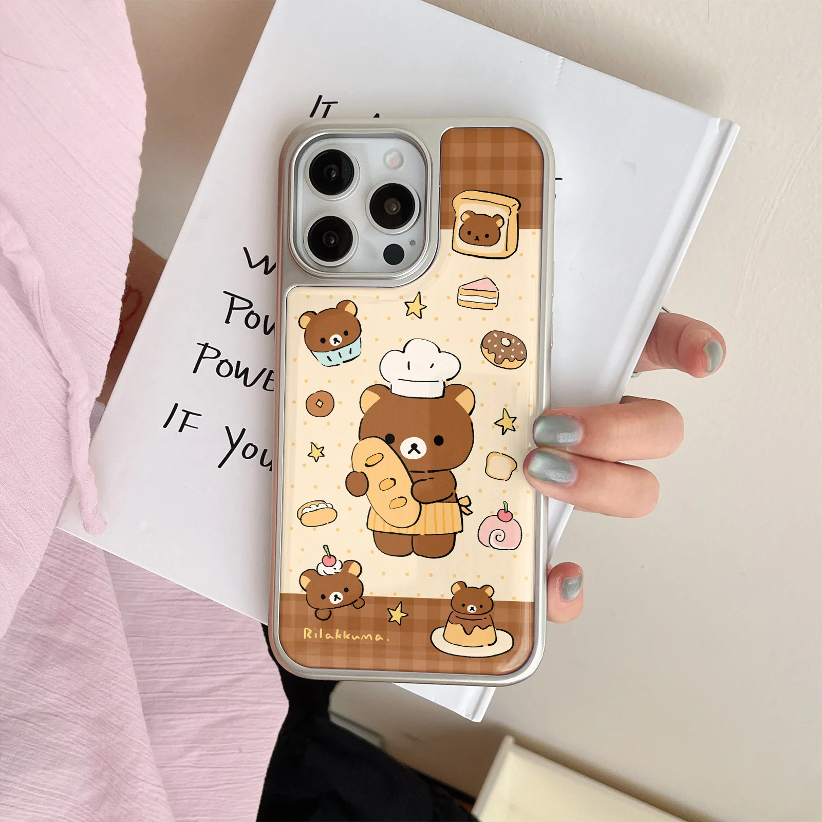 Cute Bear Bread Electroplating Drip Glue Phone Case For Samsung Case S23 24 25 26 Fe Plus Ultra Edge Phone Y2k Cover Ins
