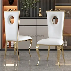 Sillas de comedor modernas de acero inoxidable, muebles para el hogar, silla de comedor de franela nórdica, silla con respaldo para restaurante