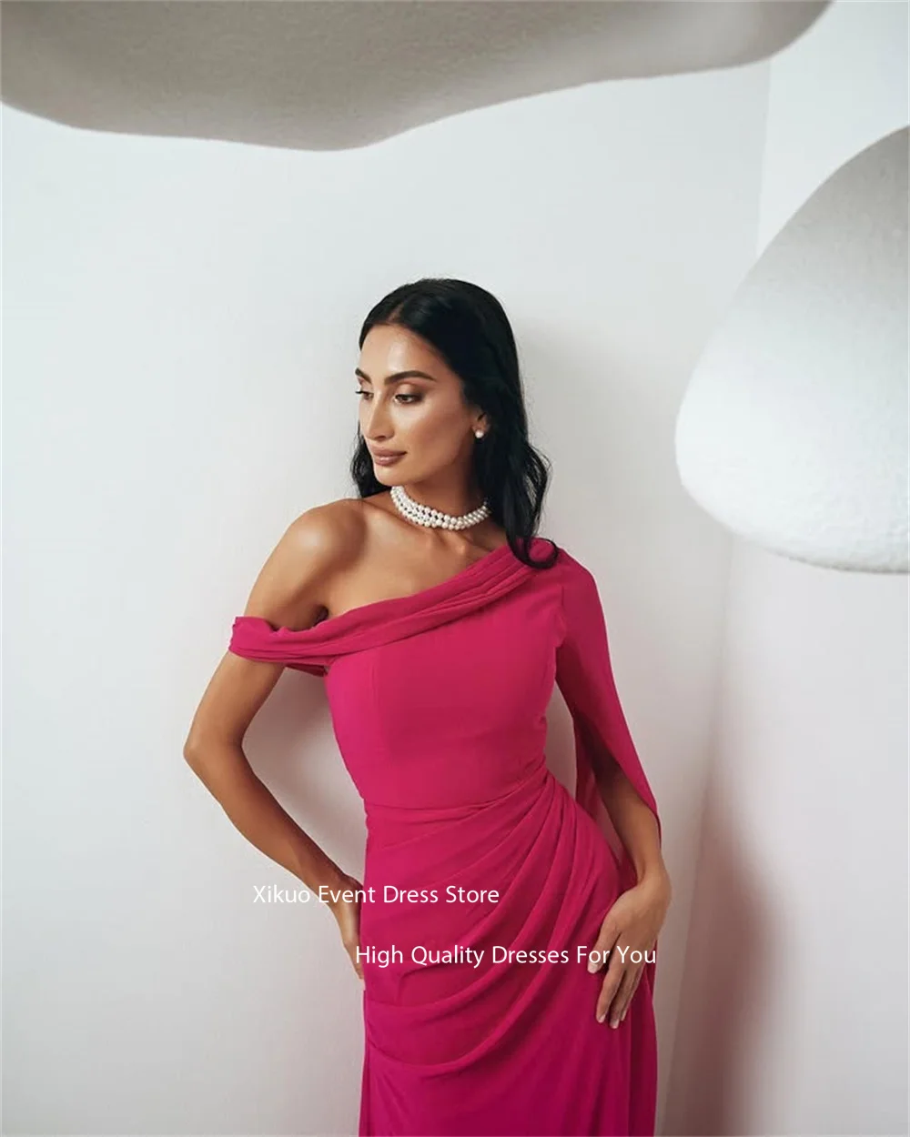 Xikuo moda chiffon vestidos de noite um ombro plissado vestidos de gala uma linha ruched assimétrico vestidos de baile personalizado