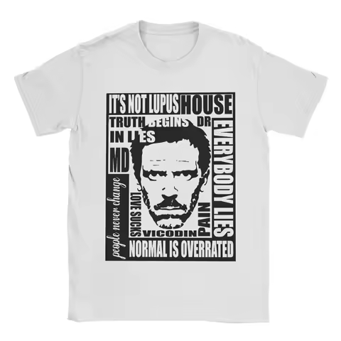 Dr Gregory House MD T Shirts for Men Pure Cotton Fun T-Shirt Round Collar Tee Shirt Short Sleeve Clothes Gift Idea