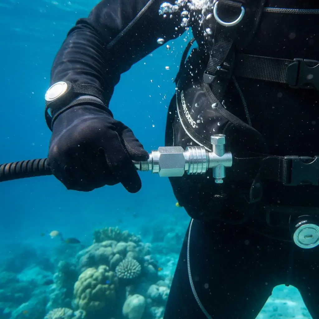 

Copper Quick Release Adapter for Diving BCD Regulator 2nd Stage Connector Easy Install Replacement for Scuba Equipment